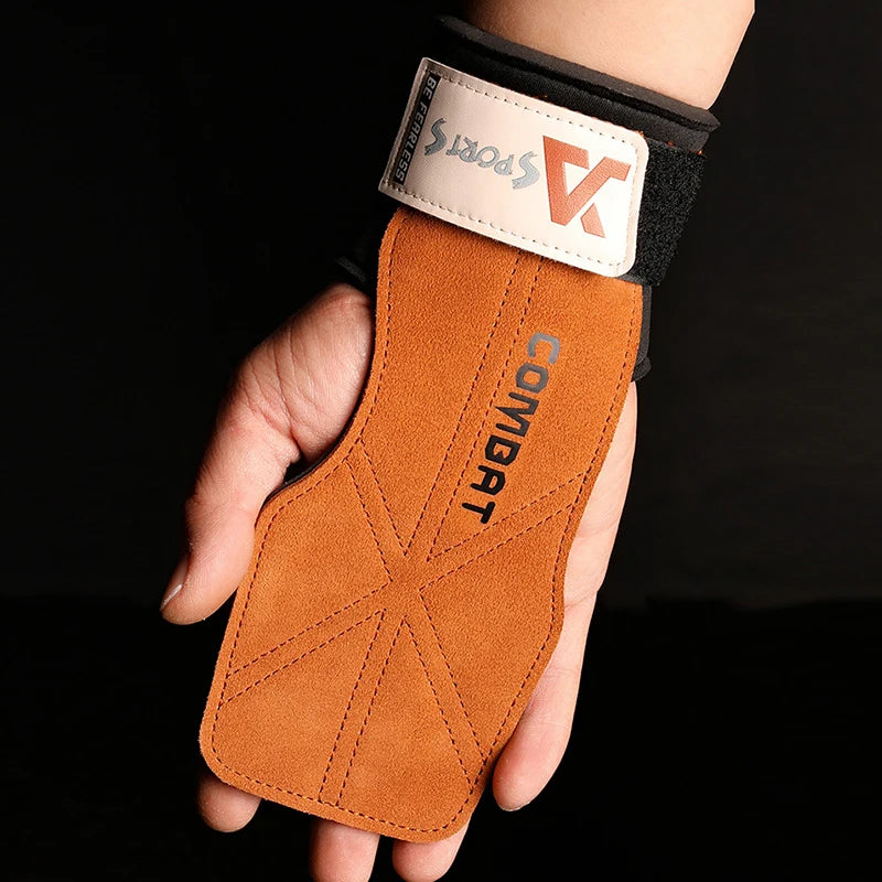 Cowhide Weight Lifting Gloves Deadlift Grip Pads
