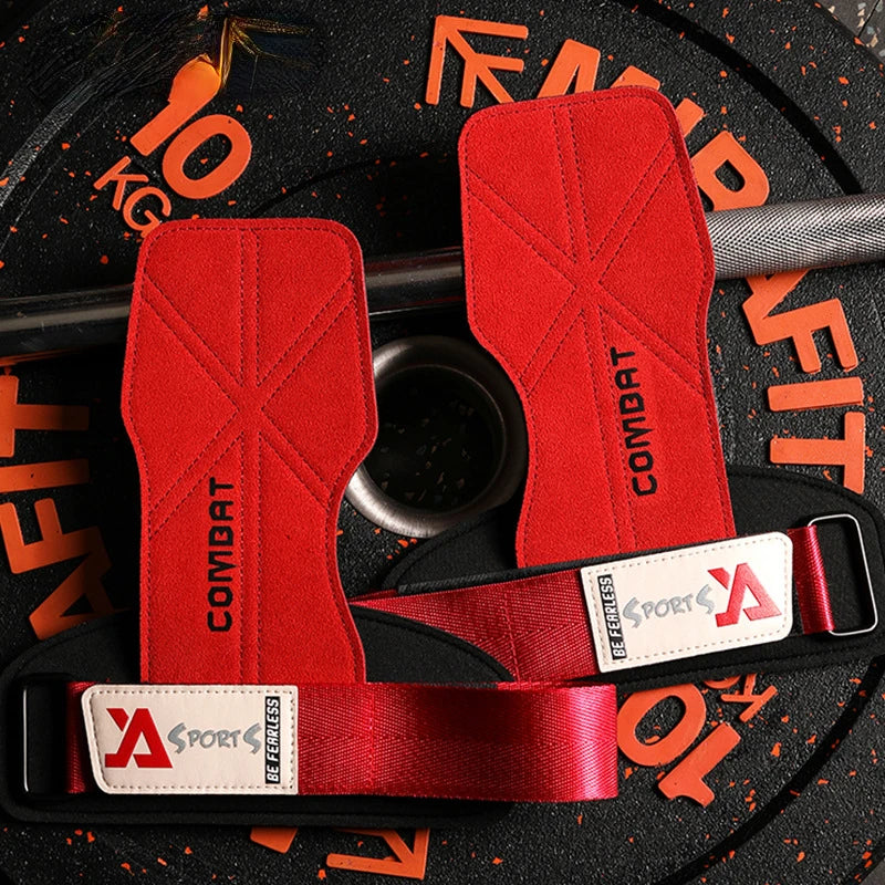 Cowhide Weight Lifting Gloves Deadlift Grip Pads