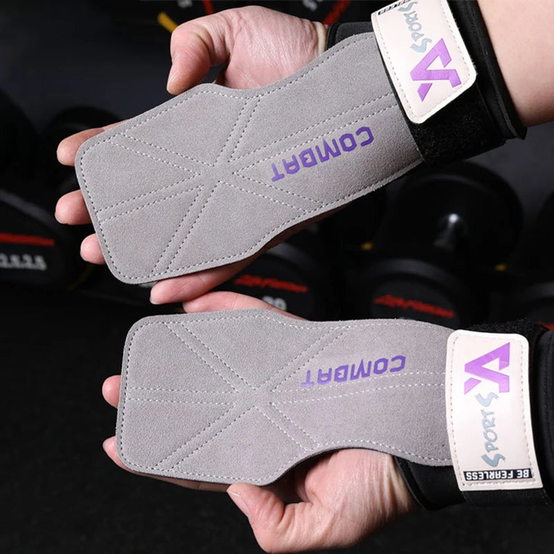 Cowhide Weight Lifting Gloves Deadlift Grip Pads