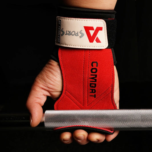 Cowhide Weight Lifting Gloves Deadlift Grip Pads